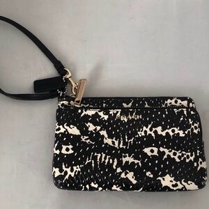 Coach Black and White Double Zip Wristlet